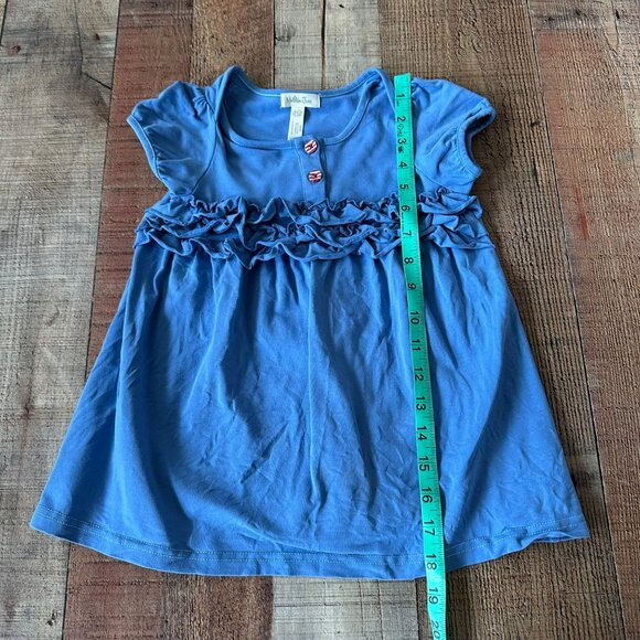 Matilda Jane Blue Ruffle Toddler Dress 12-24M Short Sleeve Striped Button Detail - Picture 5 of 7